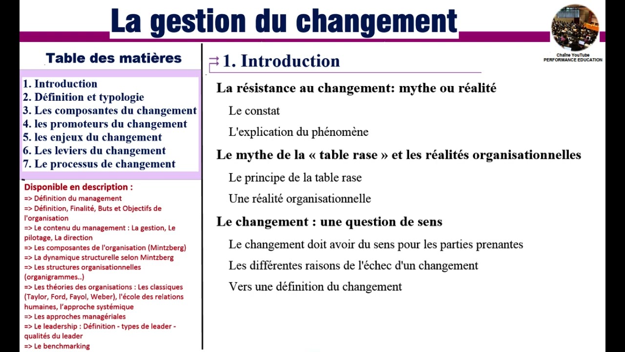La gestion du changement - Partie 1
