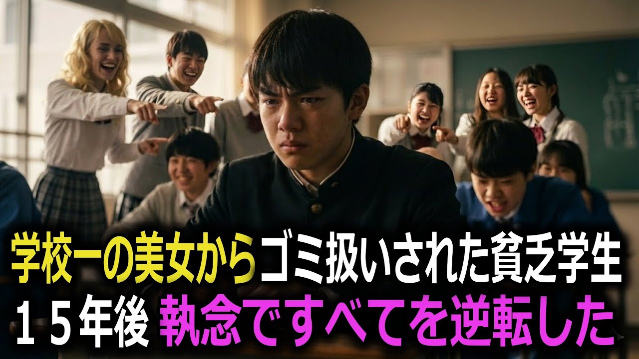 「学校一の美女にいじめられた貧乏学生。15年後、年商300億の社長となり同窓会で完全逆転劇」