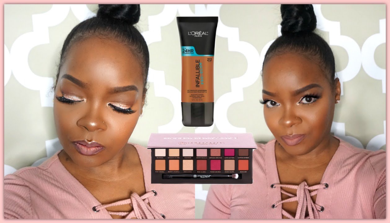 GRWM| LOREAL INFALLIBLE PRO-GLOW FOUNDATION COCOA & ABH MODERN RENAISSANCE PALETTE DEMO