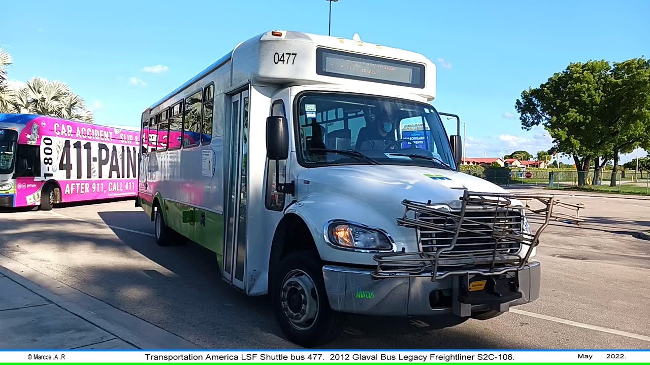 Bus ride on board LSF Shuttle bus 477.   2012 Glaval Bus Legacy  Freightliner S2C-106.