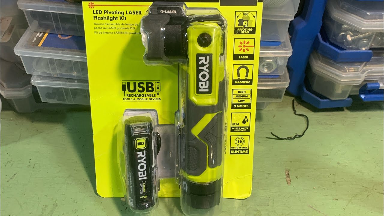 Ryobi LED Pivoting Laser Flashlight Kit (FVL54K)