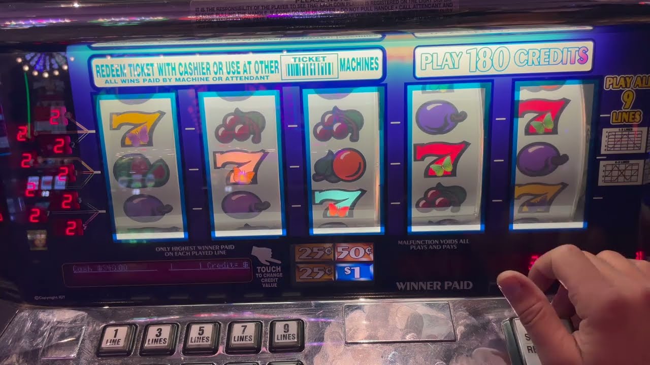 Triple Double Butterfly Sevens 9 Line 5 Reel - Old School High Limit Slot Play