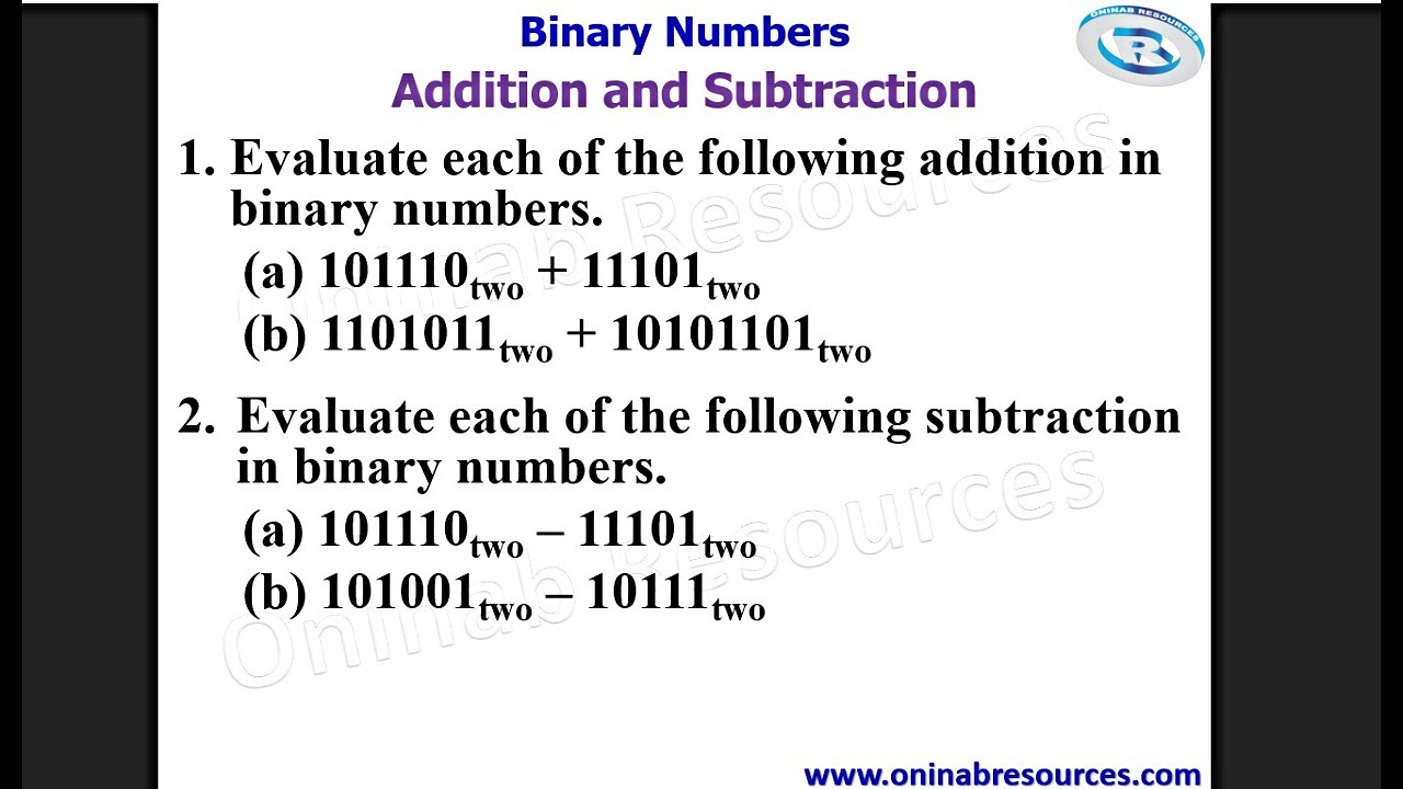Binary Numbers Addition and Subtraction