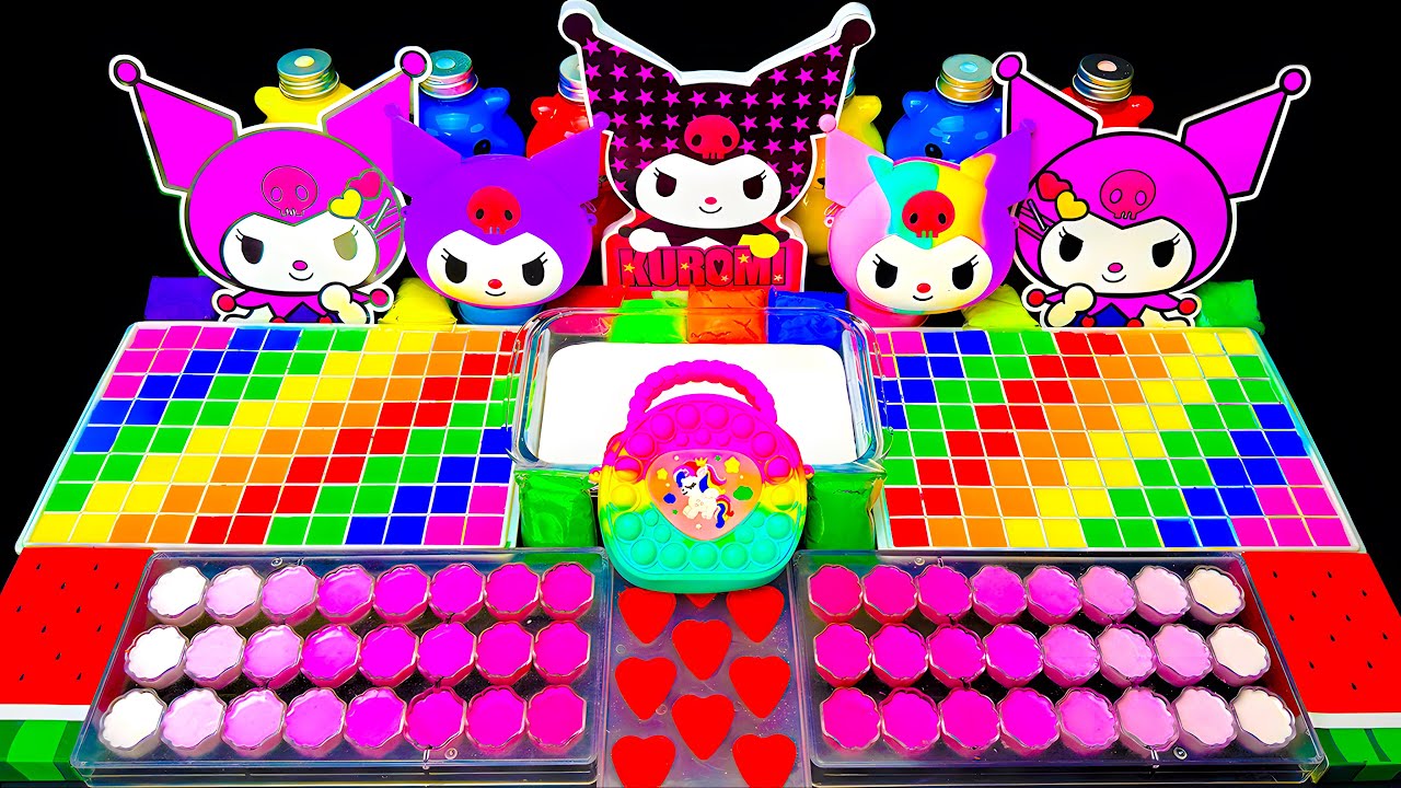 🎀KUROMI SLIME RAINBOW🎀 30 Minutes Satisfying Slime Mixing, with Pink Glitter Charms | Dh Slime ASMR
