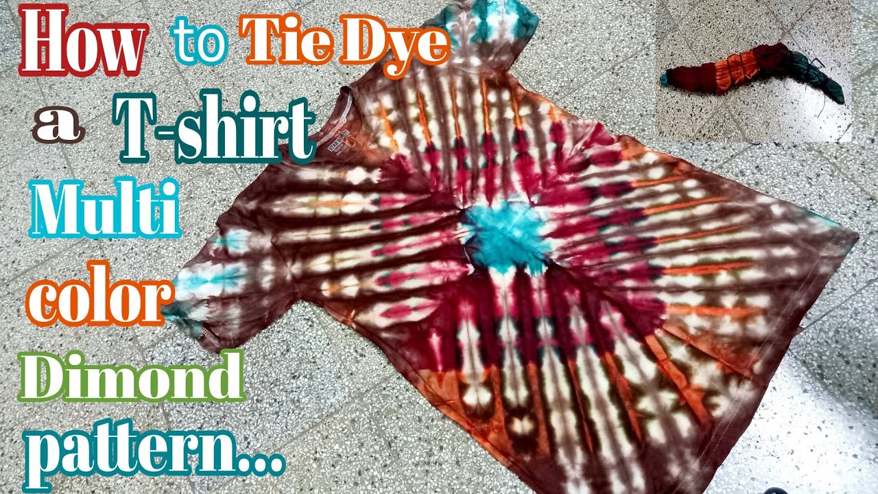 How to Tie Dye a T-shirt Multi colour Dimond pattern...