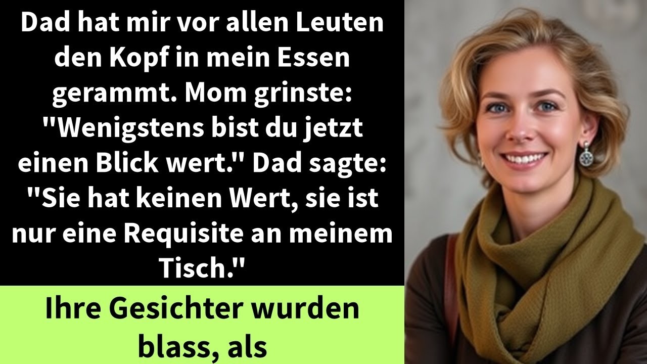 Dad hat mir vor allen Leuten den Kopf in mein Essen gerammt  Mom grinste  'Wenigstens bist du jet
