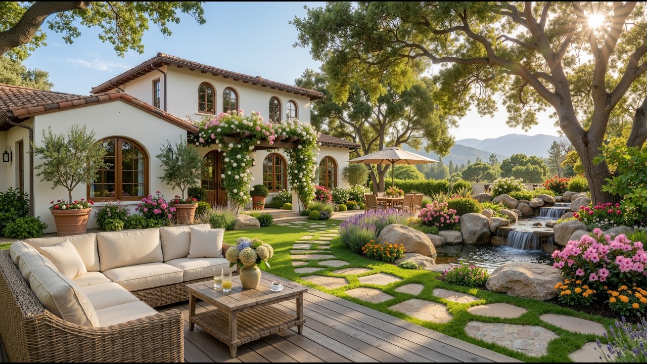Calm Mediterranean Garden Jazz 🌿☀️ Morning Sun Rays, Soft Breeze & Peaceful Birds Singing