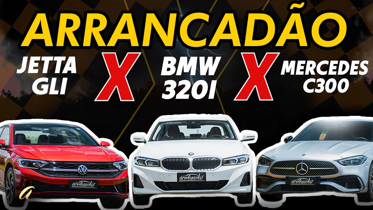JETTA GLI x BMW 320i x MERCEDES C300 NA ARRANCADA! Qual sedã alemão leva em linha reta?
