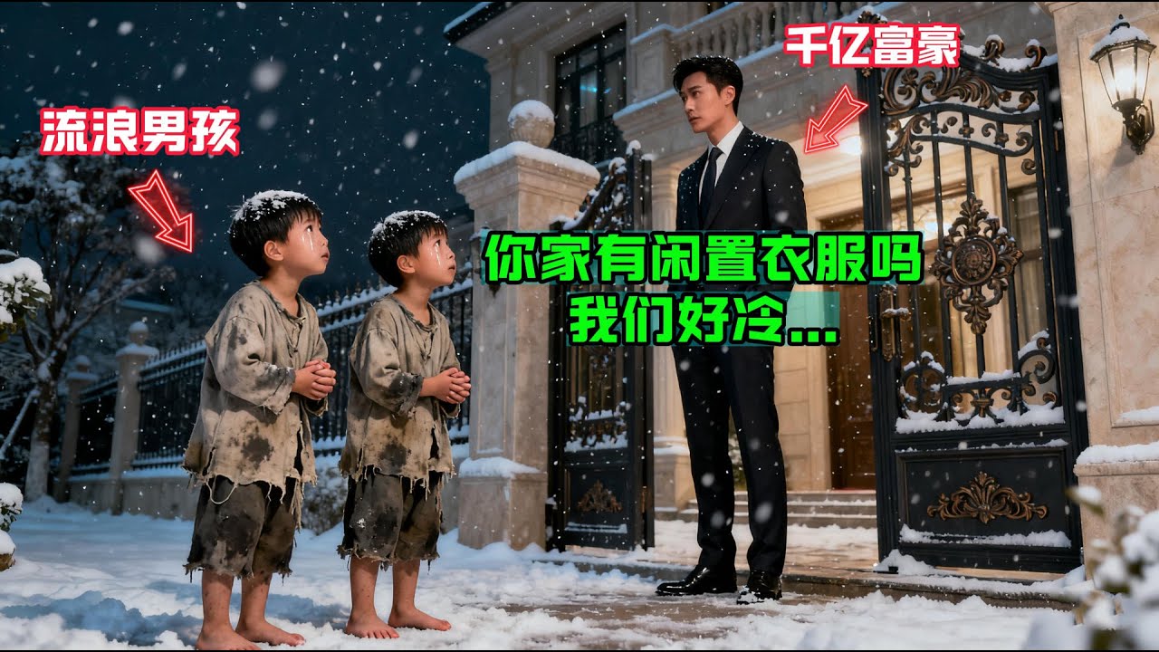“你家有闲置衣服吗？我们好冷…”寒風中髮抖的流浪雙胞胎对千億富豪说，他看着男孩的眼睛，做了一個改變惊人的決定！#感人故事 #感人壹幕 #故事分享