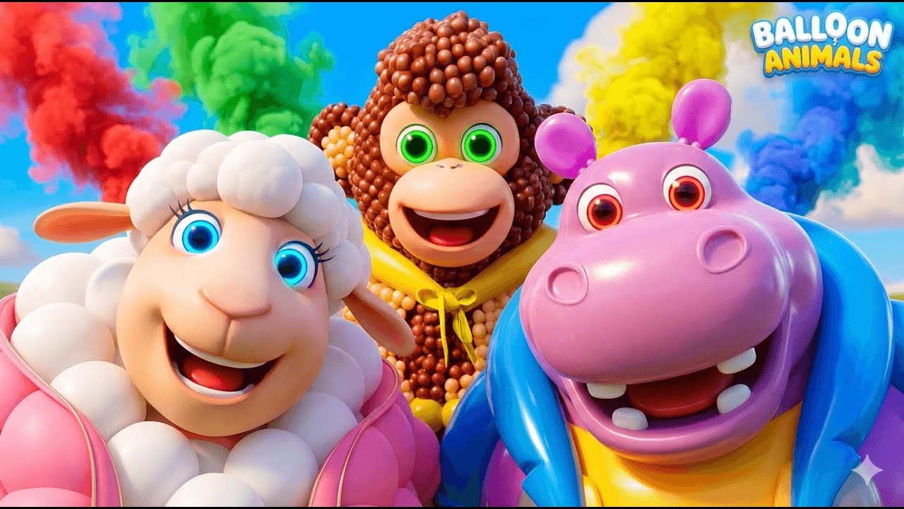 Animal Sounds Song Kids TV | Balloon Animals Pop Fun | Zoo Safari Jungle Farm Animal Sounds Song