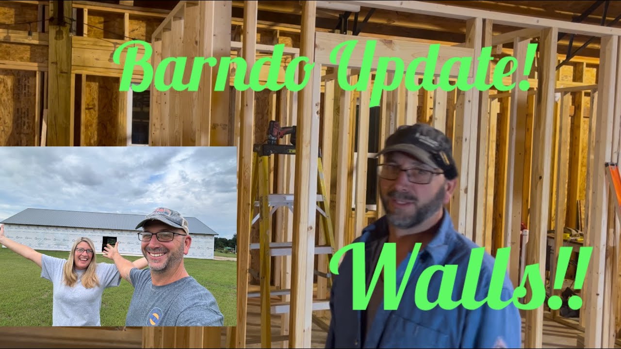 We have walls!!   Barndominium update and wall framing.  It's looking like a house!