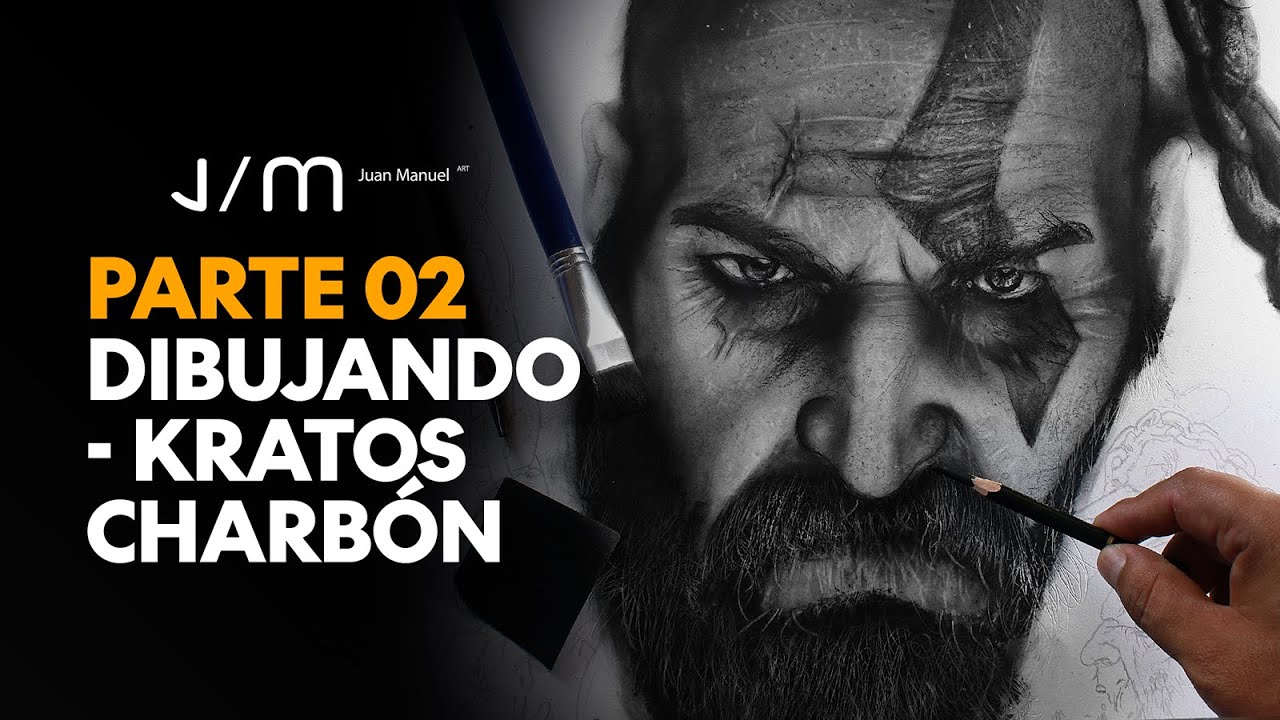 Parte 2 / Drawing - Dibujando Kratos -  Carbón / Charcoal