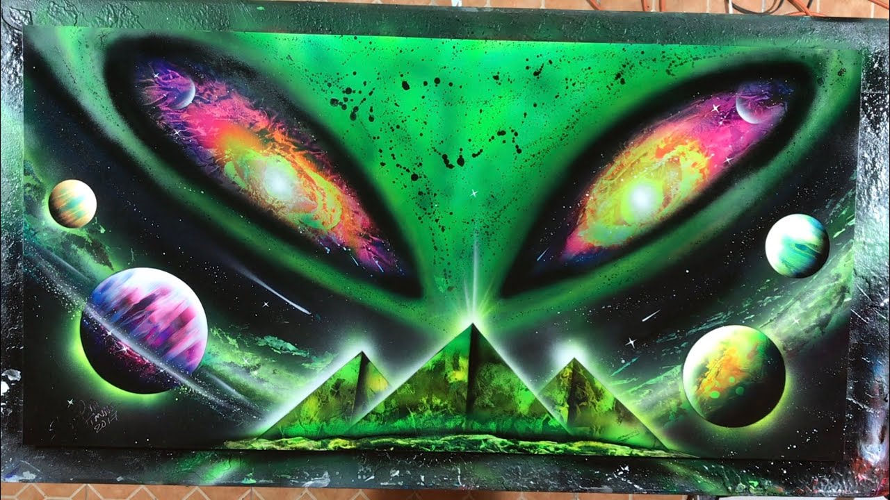Aliens Planet Spray Paint Art Tutorial