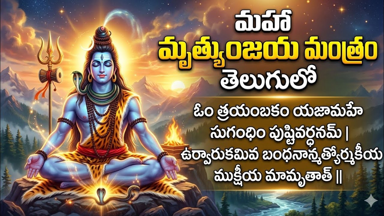 మనసులో భయాల్ని పోగొట్టి ధైర్యాన్ని ఇచ్చే మహా మృత్యుంజయ మంత్రం 🙏🪔 108 సార్లు తెలుగు లిరిక్స్ తో