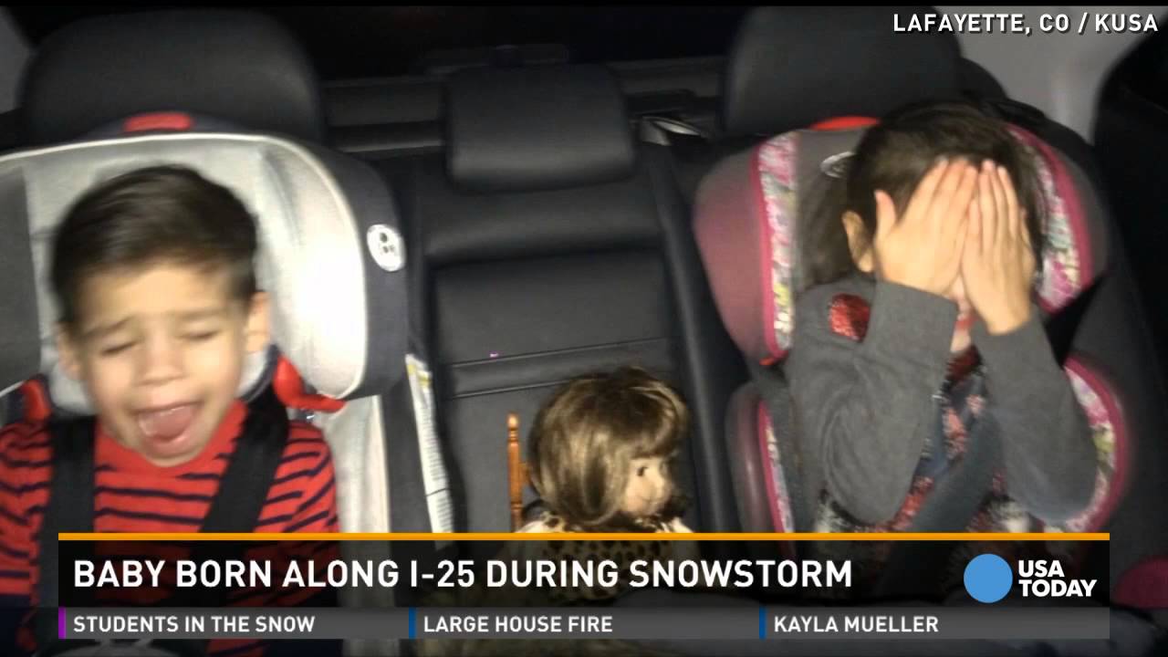 Dad delivers baby on highway during snowstorm