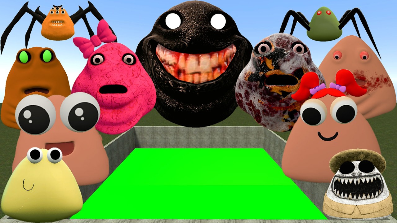 😱SPARTAN KICKING POU BOU FAMILY FROM BOU'S REVENGE Of POU and SPRUNKI POU in TOXIC PIT Garry's Mod??