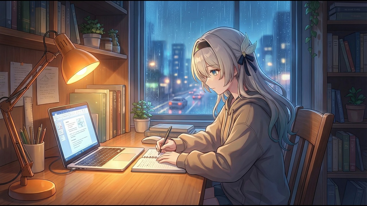 Late Night Anime Lofi with Firefly🌙 Relaxing Study Beats | 1 Hour Calm Focus Music