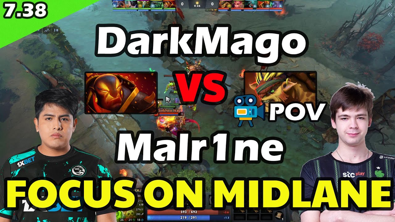 Malr1ne Bristleback VS DarkMago Ember Spirit | Focus on Midlane | 7.38