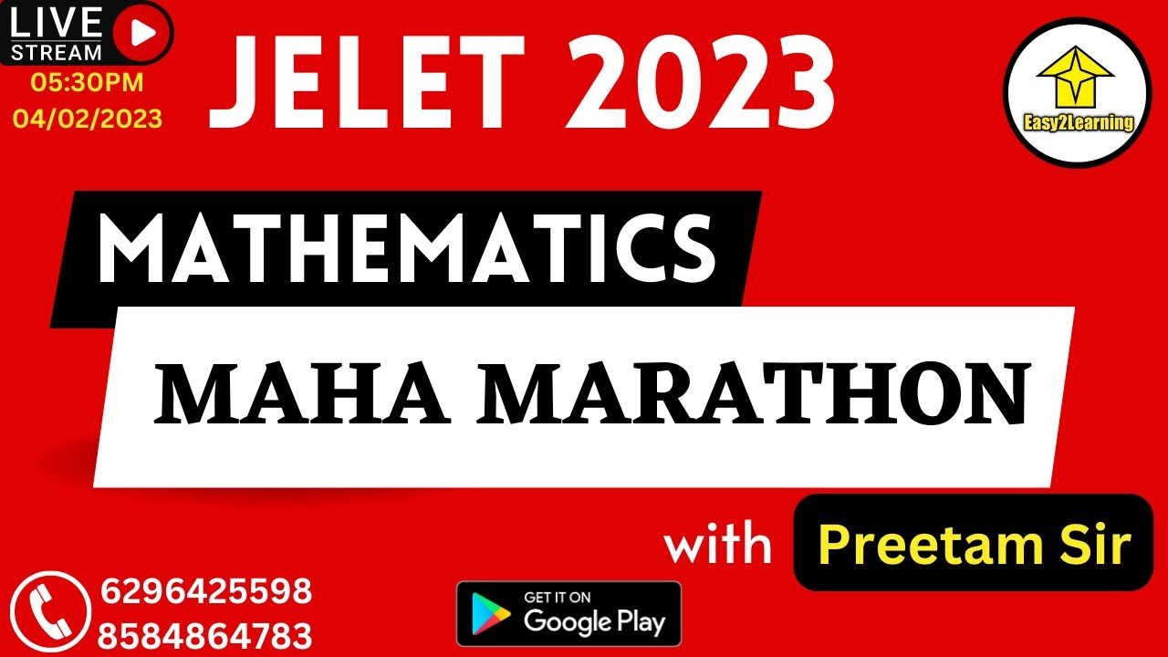 JELET 2023 Preparation | Mathematics Maha Marathon Class | By Preetam sir |