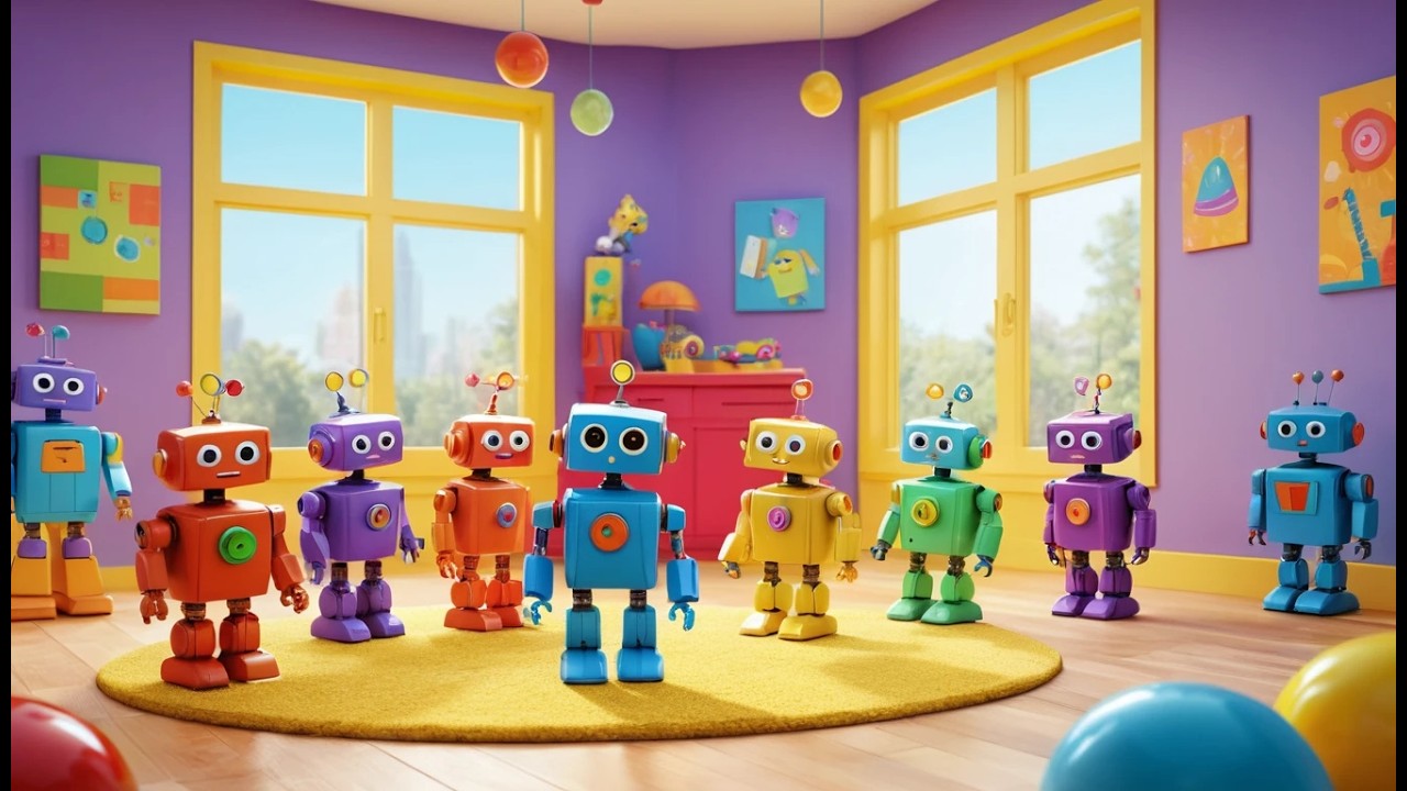 Seven Little Toy Robots Beep Beep Beep | Fun Tech & Counting Song for Kids