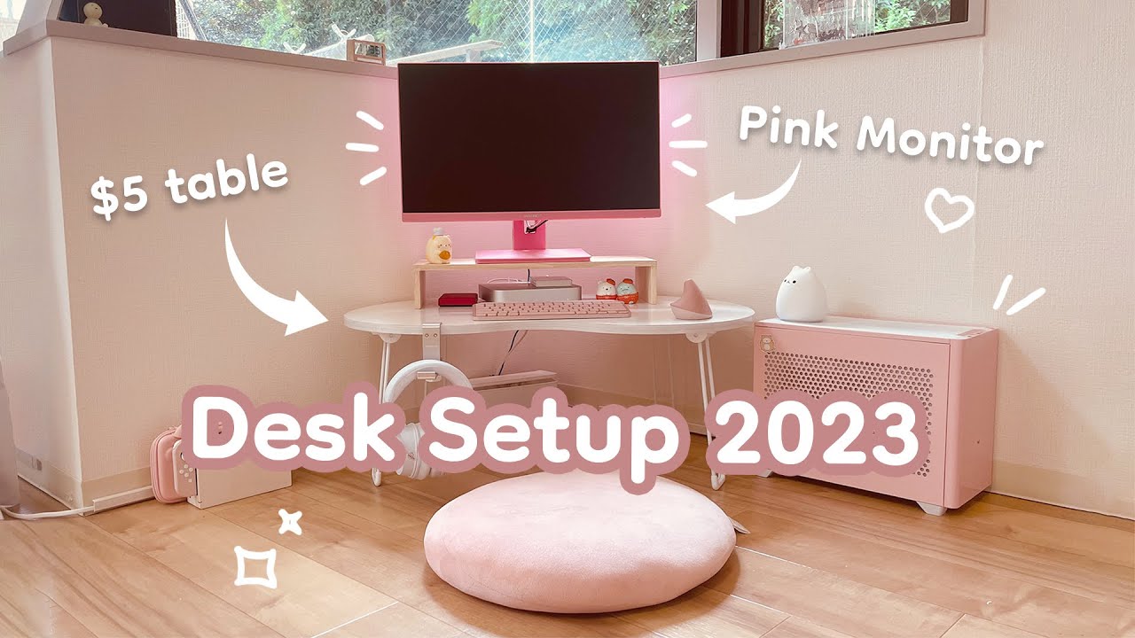 Aesthetic & cozy desk makeover 2023 🏡🌷| Pinterest inspired, pink monitor unboxing
