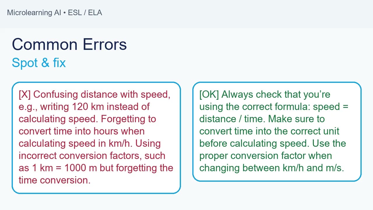 Speed and unit conversion