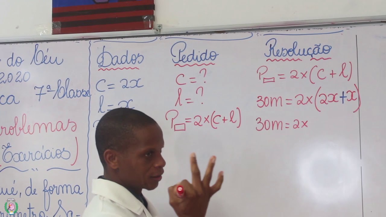 Aula de Matemática da 7ª Classe Resolução  de problemas com equações (exercícios )