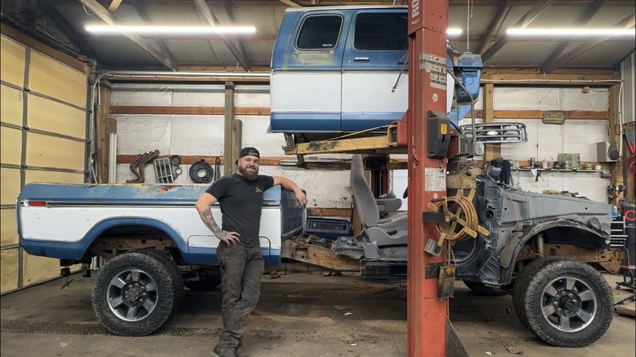 1979 f350 SUPERCAB Body swap to 7.3 Powerstroke ZF 6speed Superduty (PART 1 stripping both trucks!)