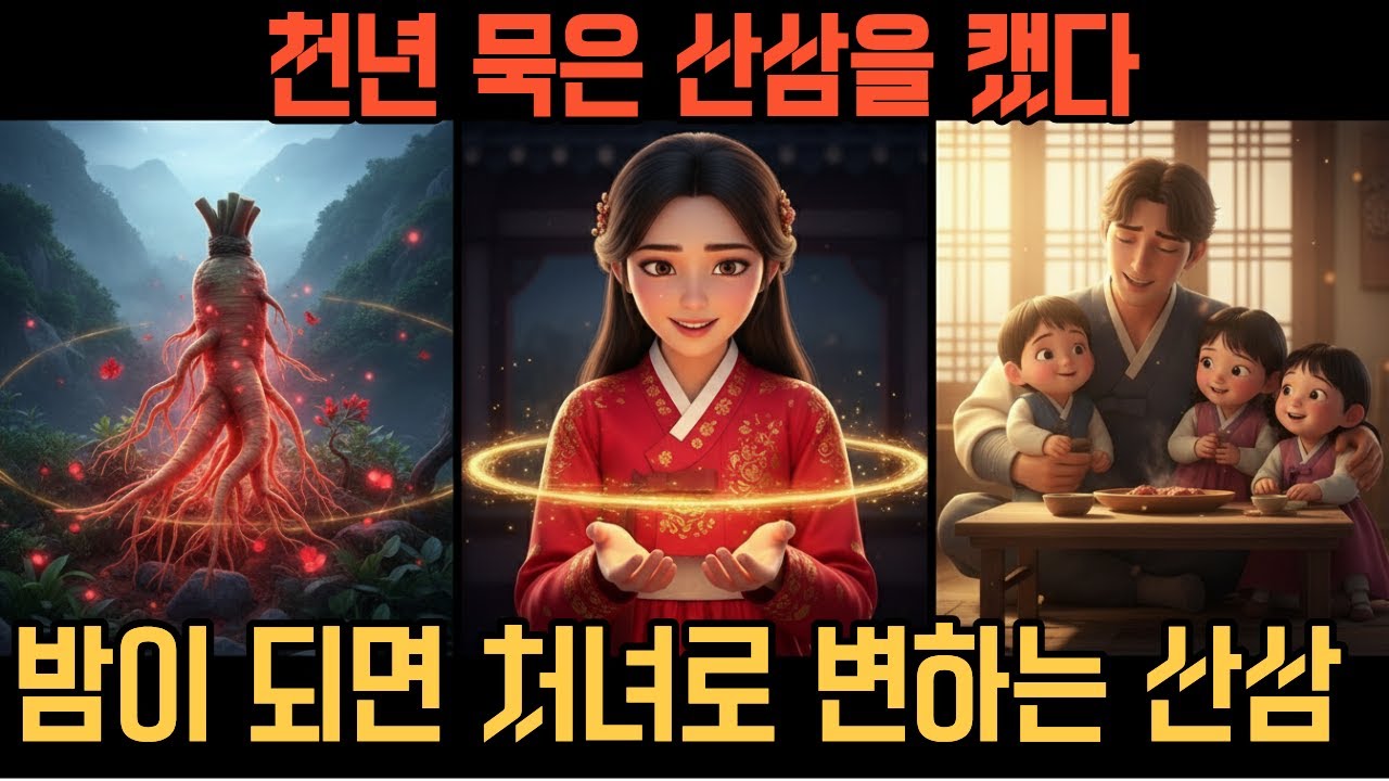 천년 묵은 산삼을 캤다  밤이 되면 처녀로 변하는 산삼