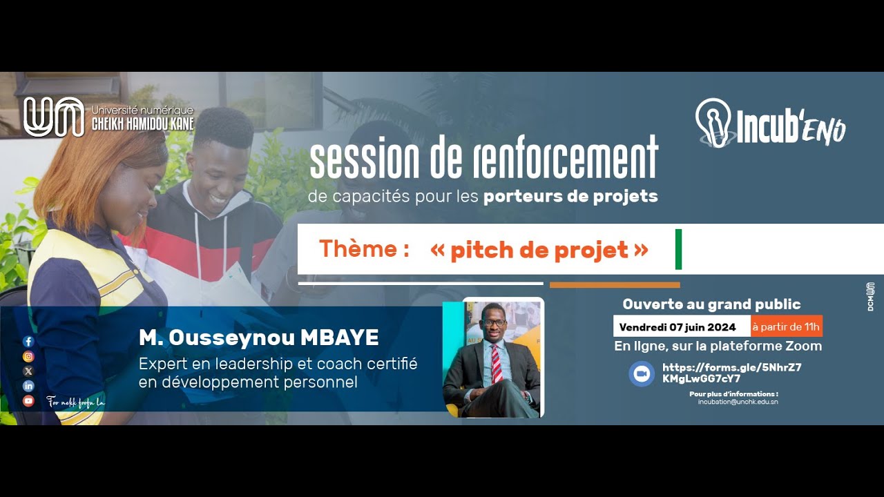 Session de renforcement de capacités  sur le pitch de projet  - IncubENO
