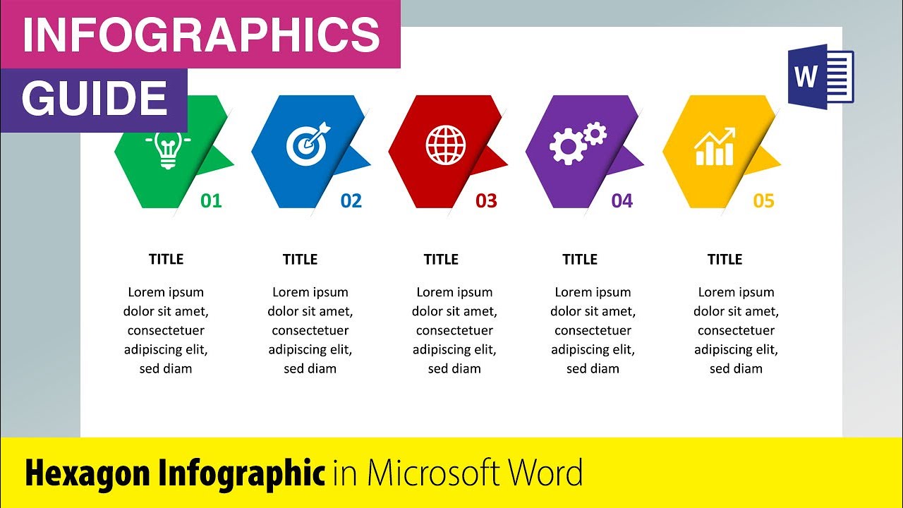 Hexagon Business infographic Template Design | Microsoft Word Infographic Tutorial