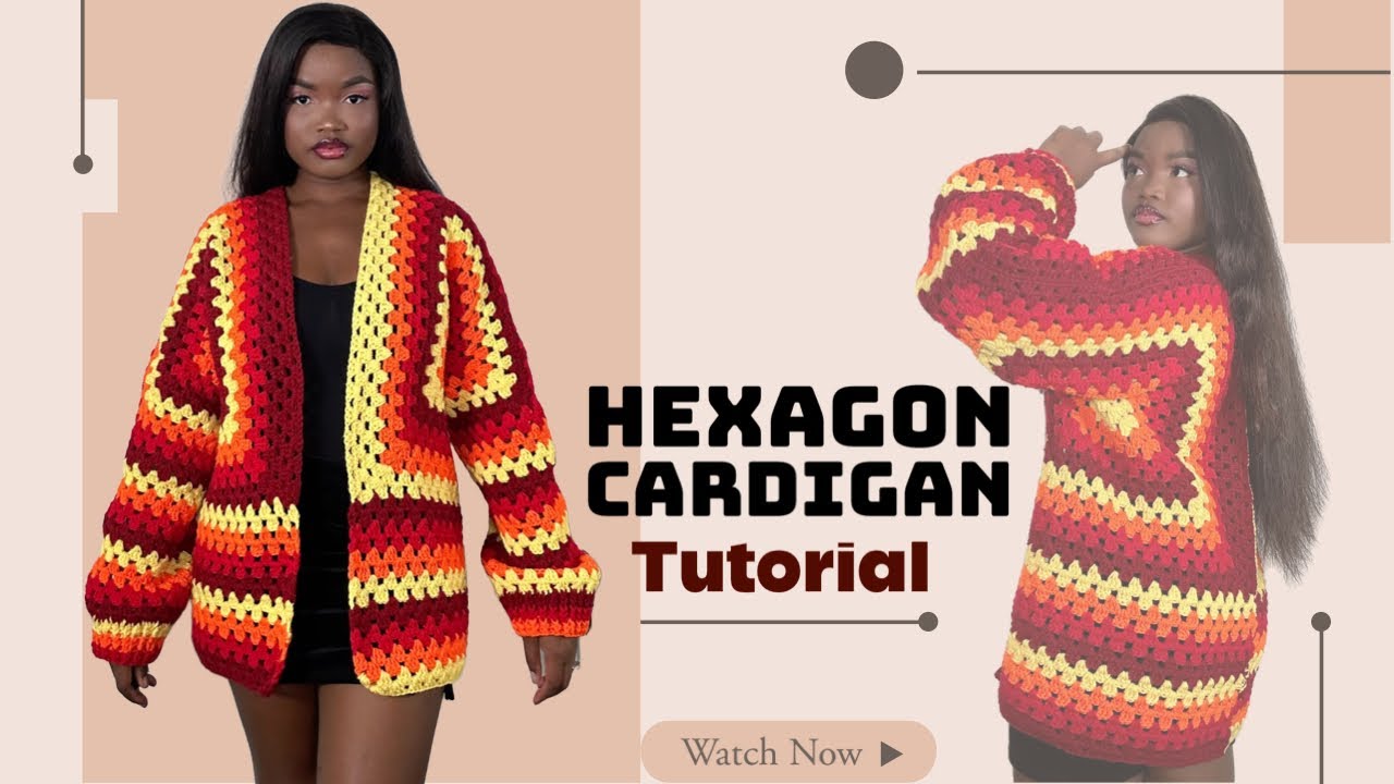 КАК СВЯЗАТЬ КРЮЧКОМ ШЕСТИУГОЛЬНЫЙ КАРДИГАН/СВИТЕР #сделайсам #вязаниекрючком #начинающие #мода #в...