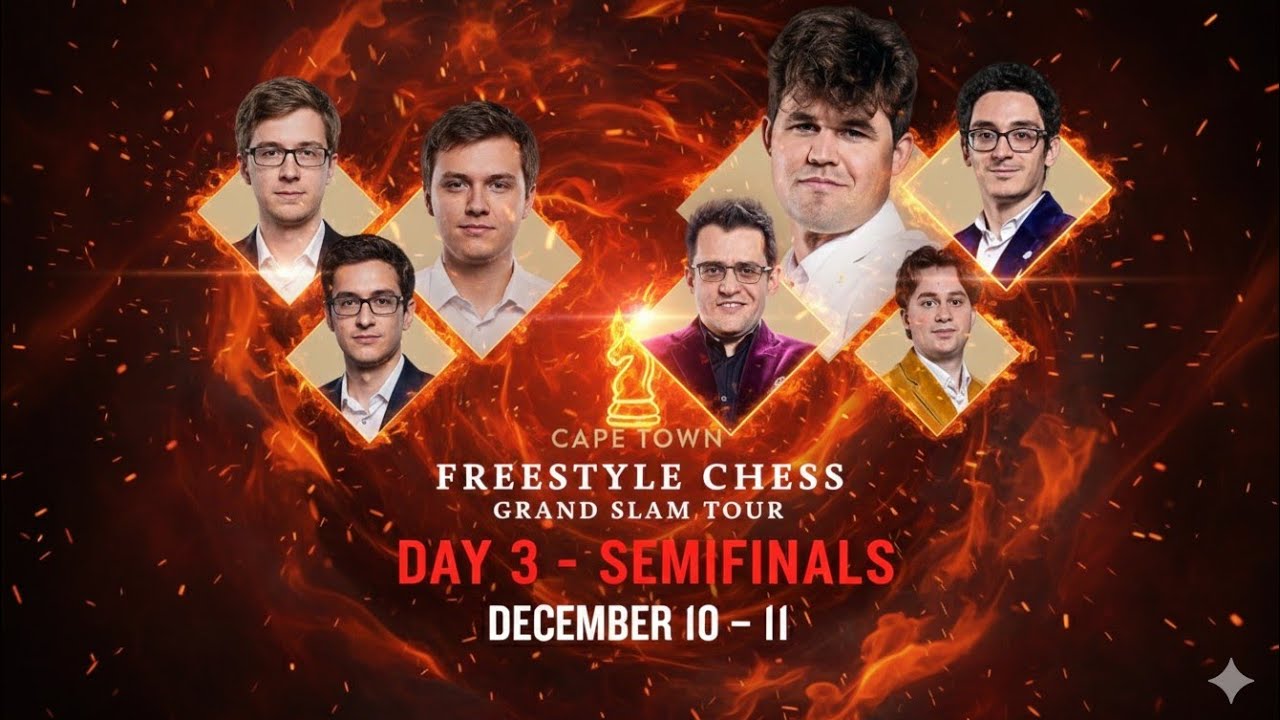 GRAND SLAM SEMIFINALS LIVE! 🔴 Carlsen vs. Sindarov & Keymer vs. Aronian | Freestyle Chess Day 3 🇿🇦
