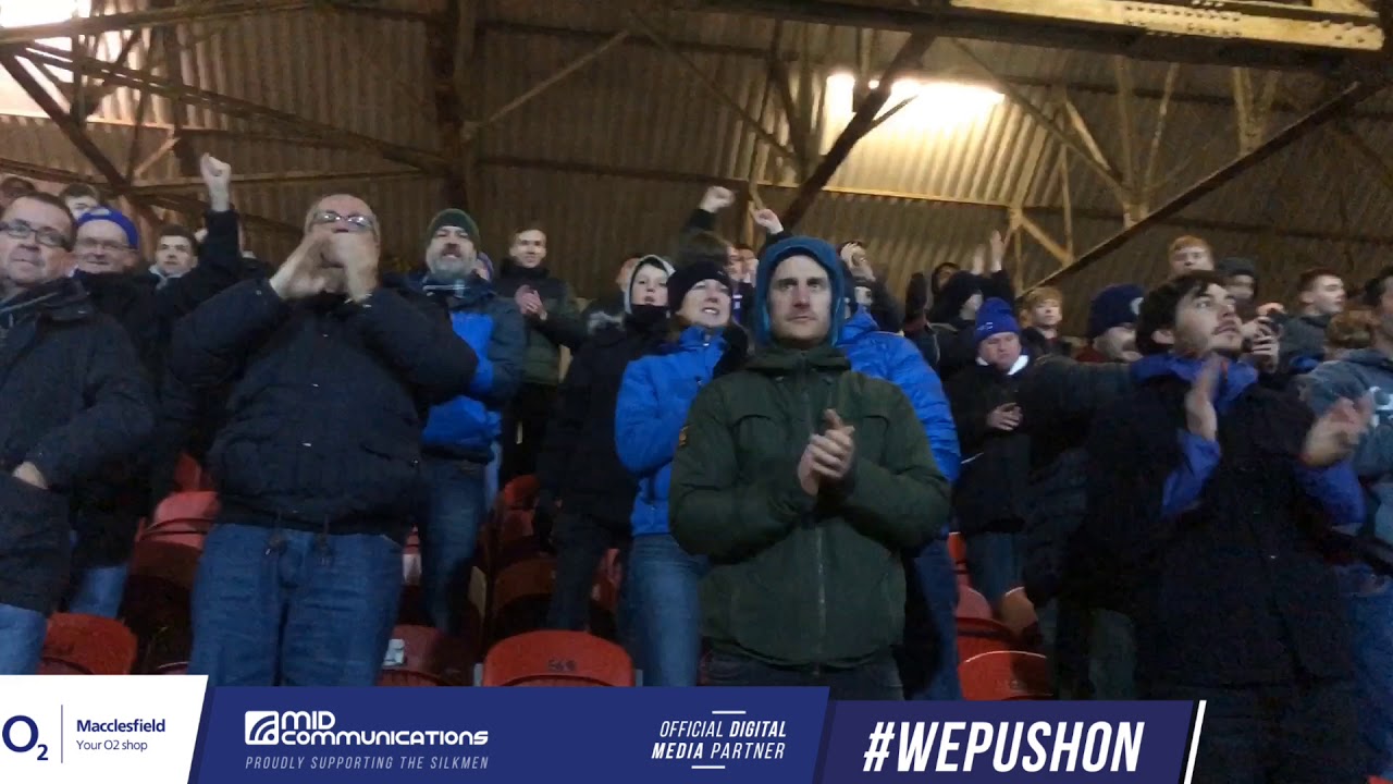 Silkmen Fans Greet The Final Whistle At Blundell Park