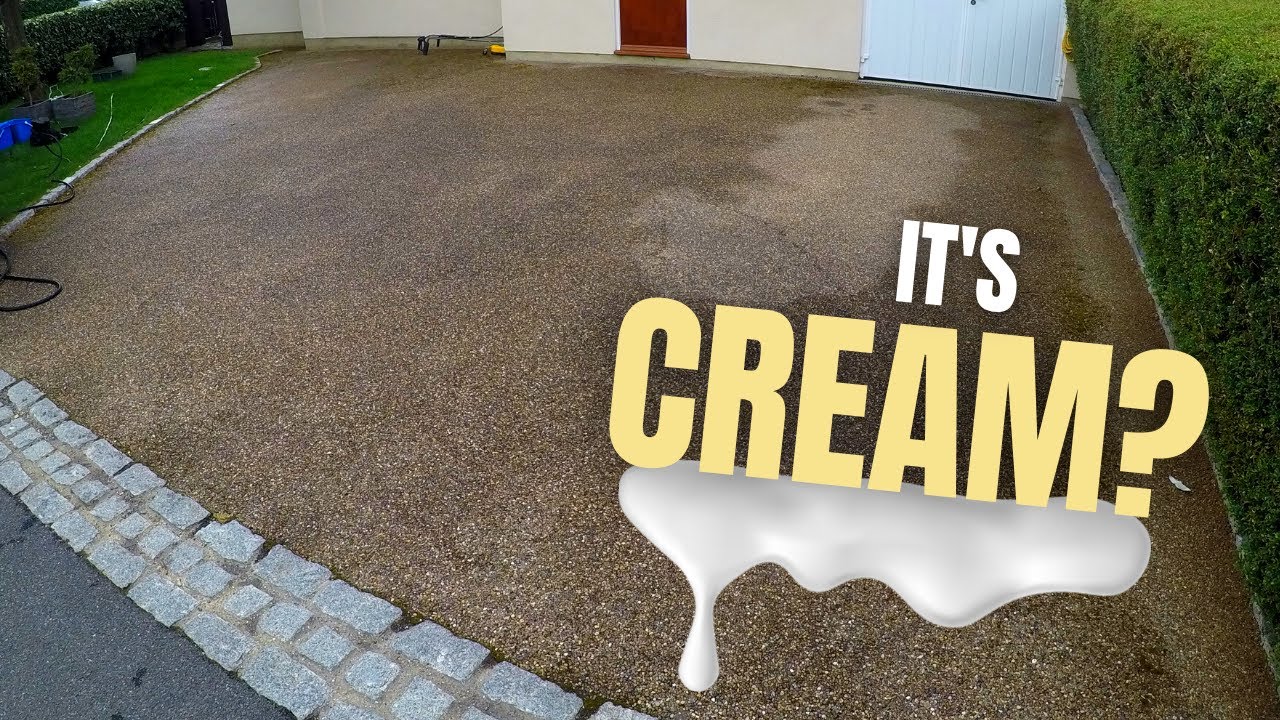 This BROWN Resin Driveway Was  ACTUALLY CREAM?! Pressure Washing Transformation