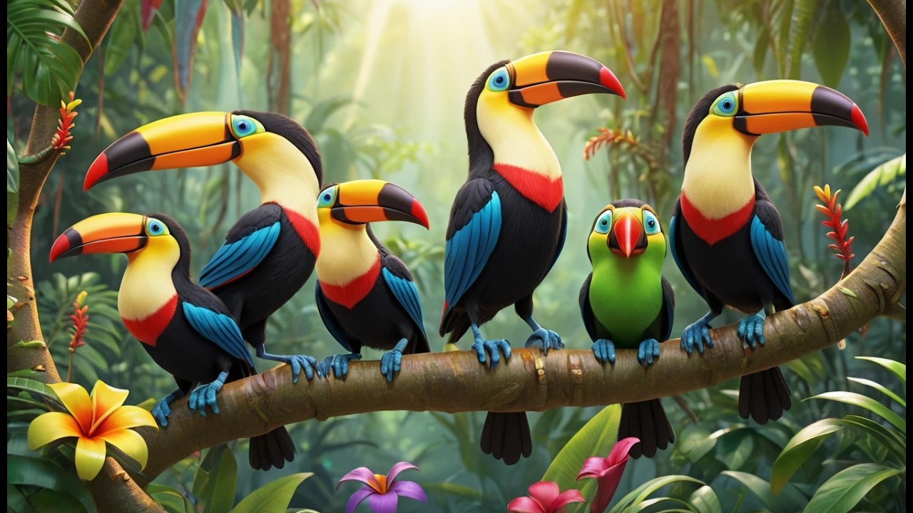Cinq petits toucans Tweet Tweet Tweet | Chanson des oiseaux de la jungle et comptines