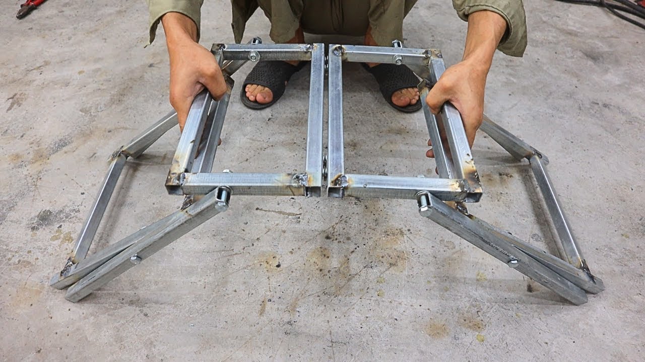 Great craftsman's idea to make a smart folding chair from iron small box / DIY smart folding metal
