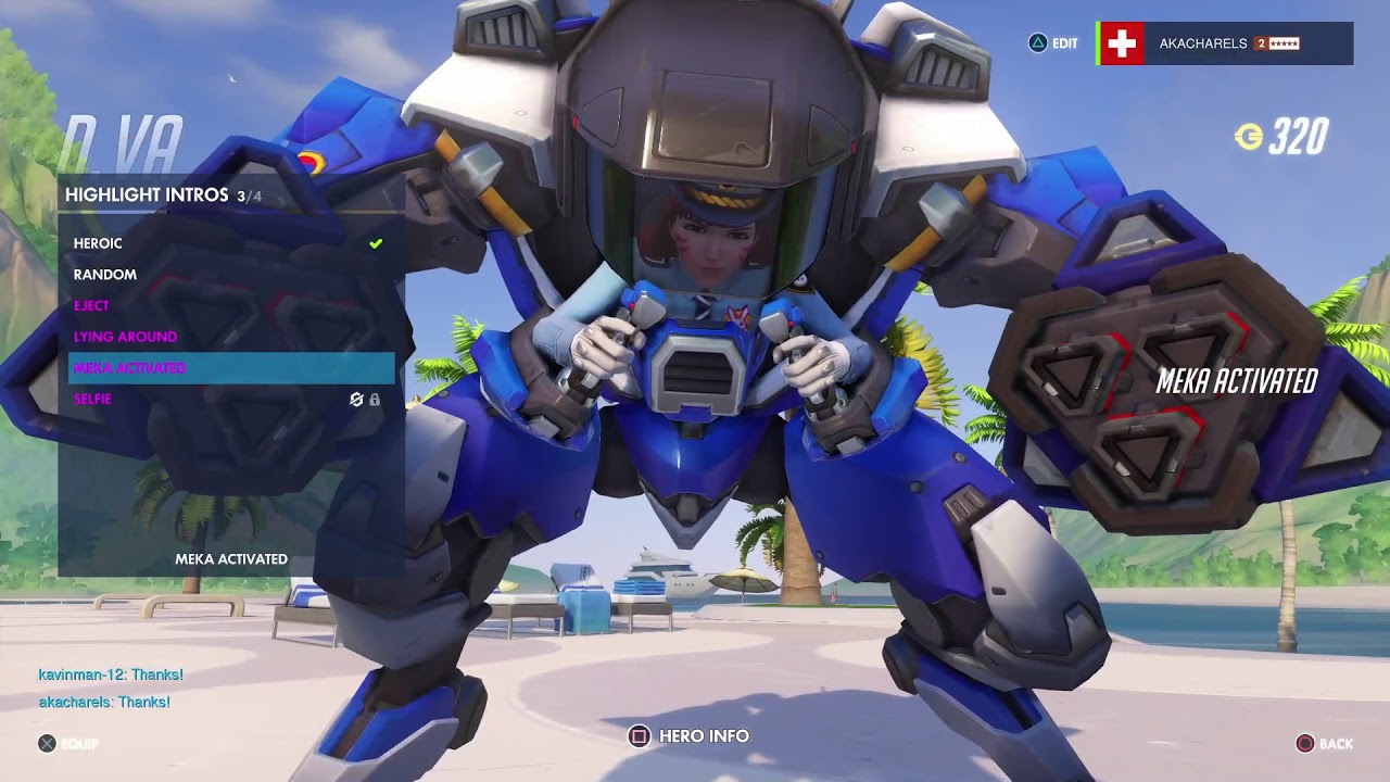 Overwatch: D.Va Officer Skin All Emotes, Poses, Intros & Weapons + First Person (Epic)