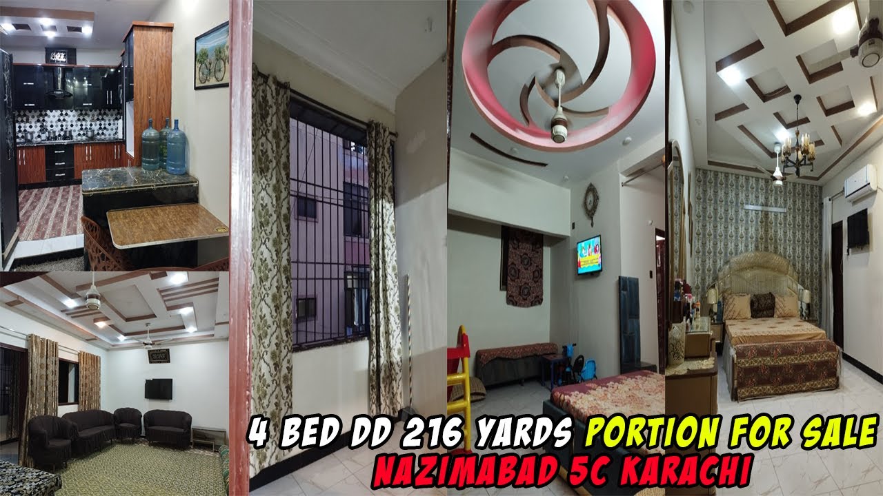 Property For Sale | Beautiful Portion 4 Bed DD 2nd Floor 216 Yards Nazimabad 5C 3 Side Corner
