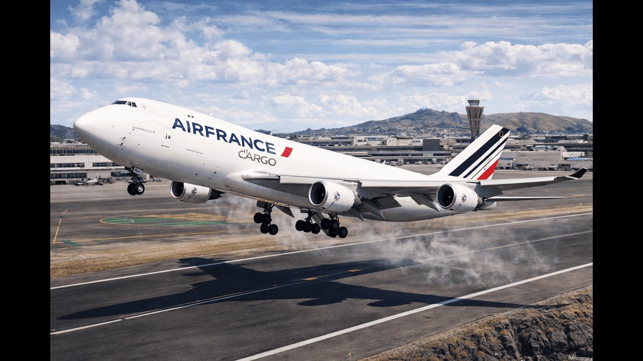 Extreme Approach! Thrilling Landing of the Air France Cargo Boeing 747-8 at Victoria Airport