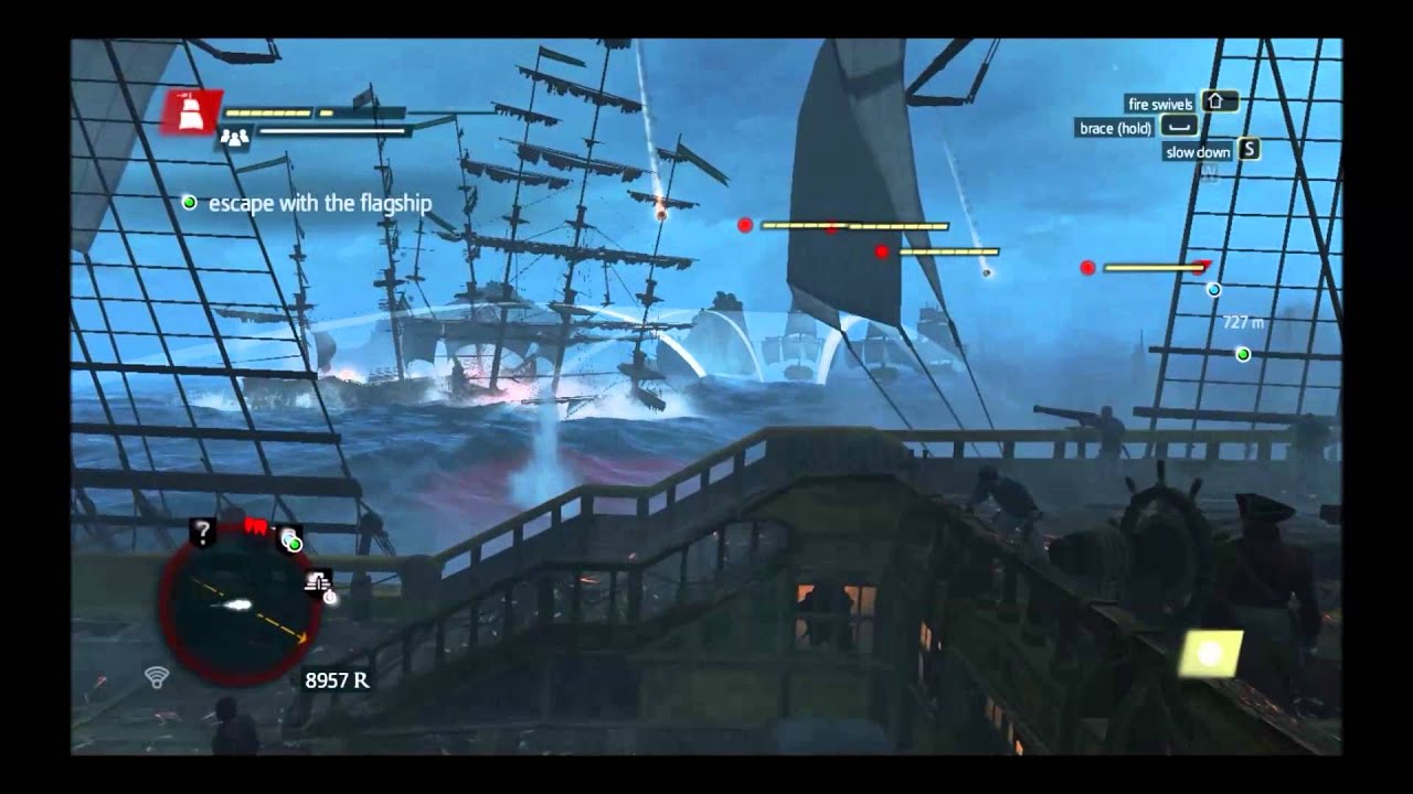 Sailing lvl 70 man o' war ship Assassins Creed Black Flag HD