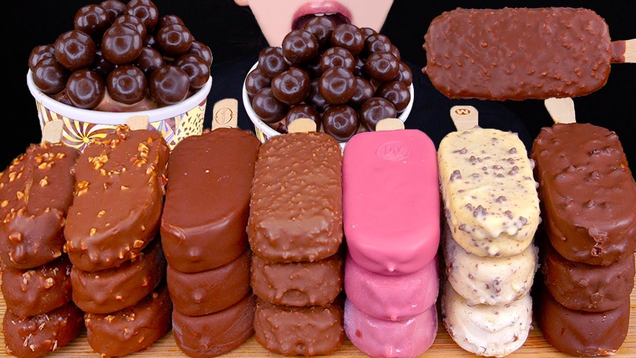 ASMR KITKAT MALTESERS MAGNUM CHOCOLATE ICE CREAM HAAGEN-DAZS NUTELLA DESSERT MUKBANG 먹방EATING SOUNDS