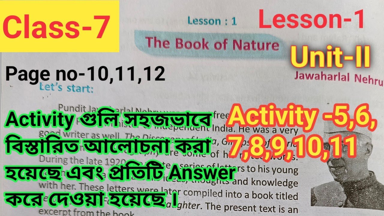 The Book of Nature/English class 7/Lesson 1 Unit-2/Activity-5 to 11/wbbse