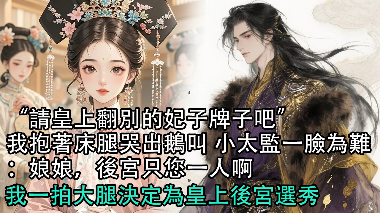 【一口氣看完】“請皇上翻別的妃子牌子吧”，我抱著床腿哭出鵝叫 小太監一臉為難：娘娘，後宮只您一人啊，我一拍大腿決定為皇上後宮選秀#古言 #有聲小說 #情感故事