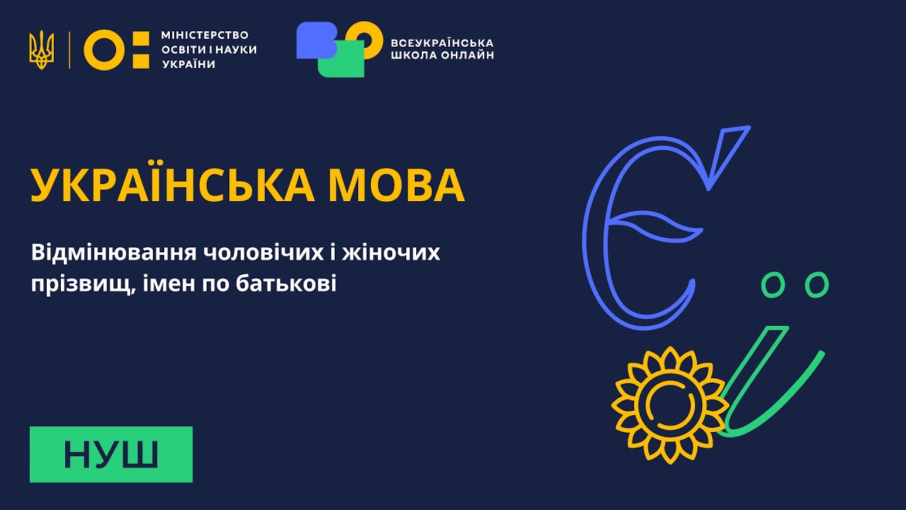 Українська мова. Відмінювання чоловічих і жіночих прізвищ, імен по батькові