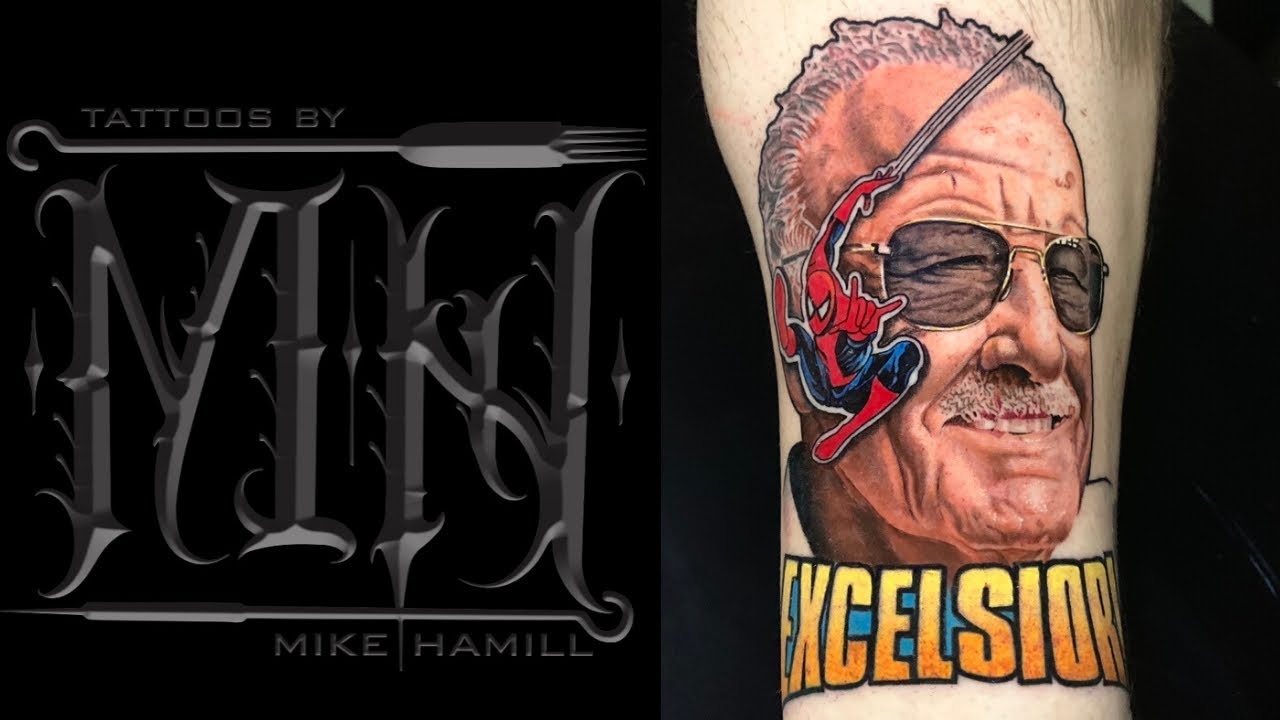 Stan Lee Spiderman Tattoo Timelapse - Realism - Portrait