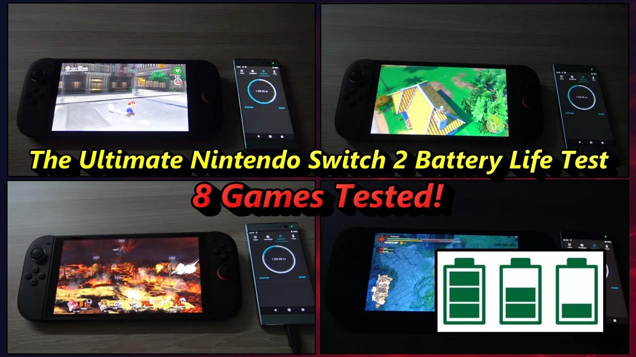 The Ultimate Nintendo Switch 2 Battery Life Test | 8 Games Tested! (launch)