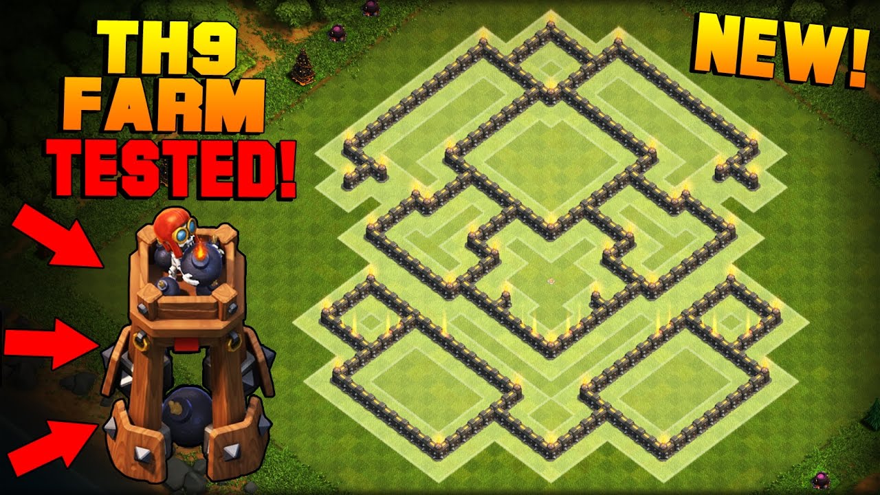 Clash of Clans | Town Hall 9 (TH9) Farming Base w/ NEW BOMB TOWER | BEST Hybrid Base + PROOF [2016]
