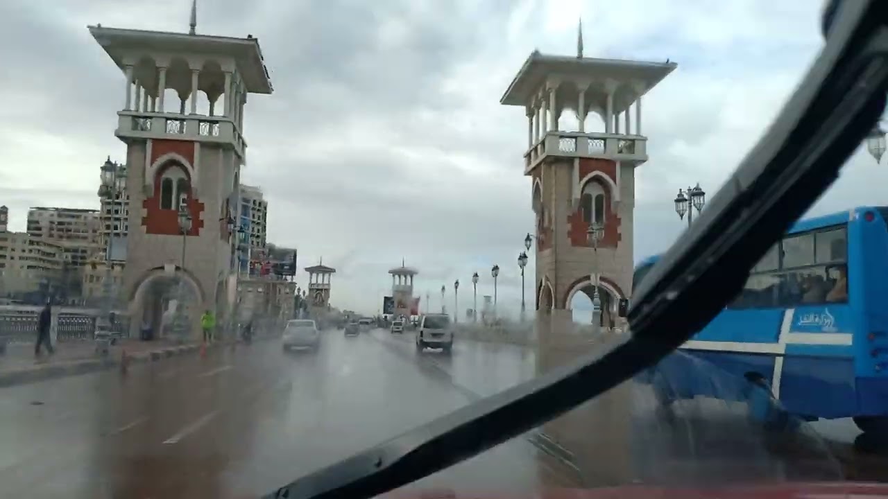 كورنيش الإسكندرية تحت الامطار 8 / 1 / 2023