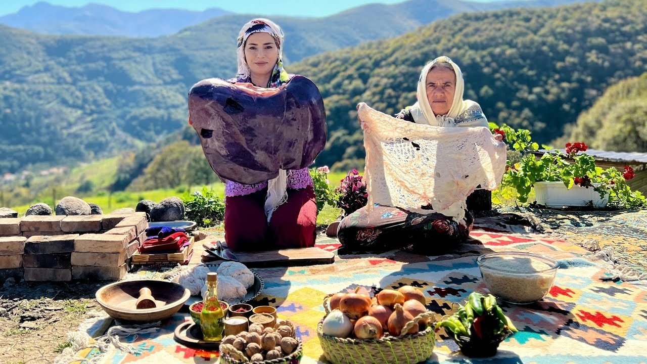 Village Style Cooking of Lamb Neck and Beans Pilaf Recipe ♧ IRAN Cuisine